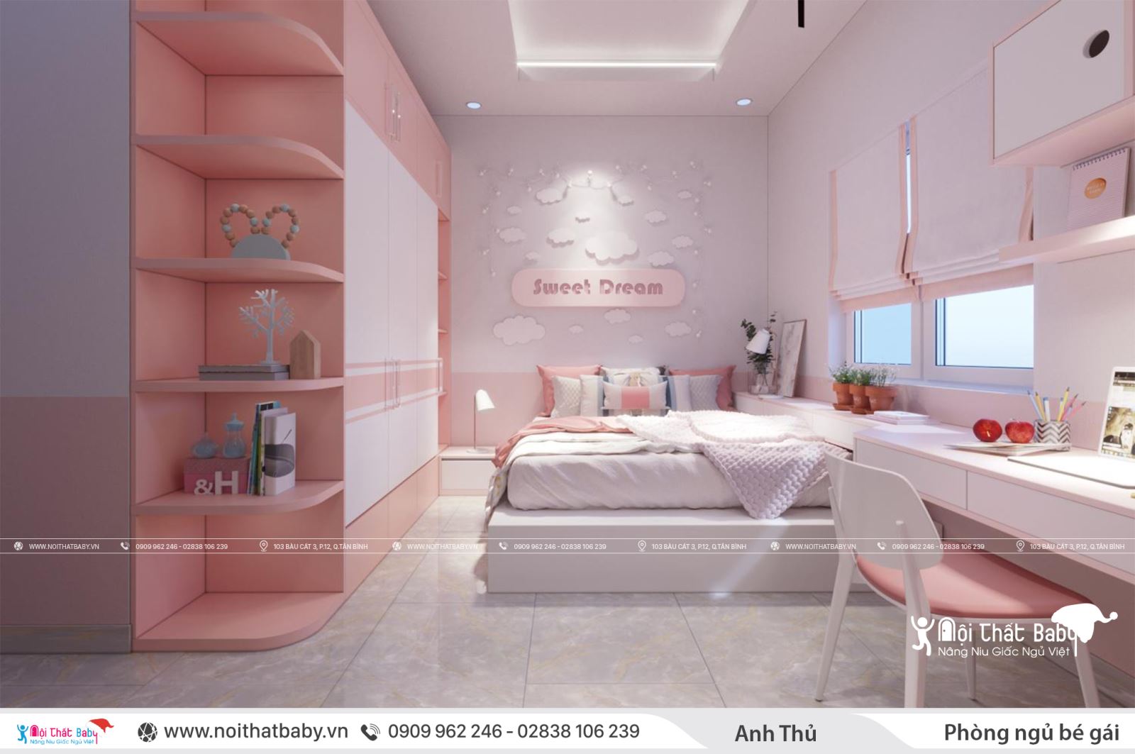Thiết kế phòng ngủ bé gái đẹp và đáng yêu 